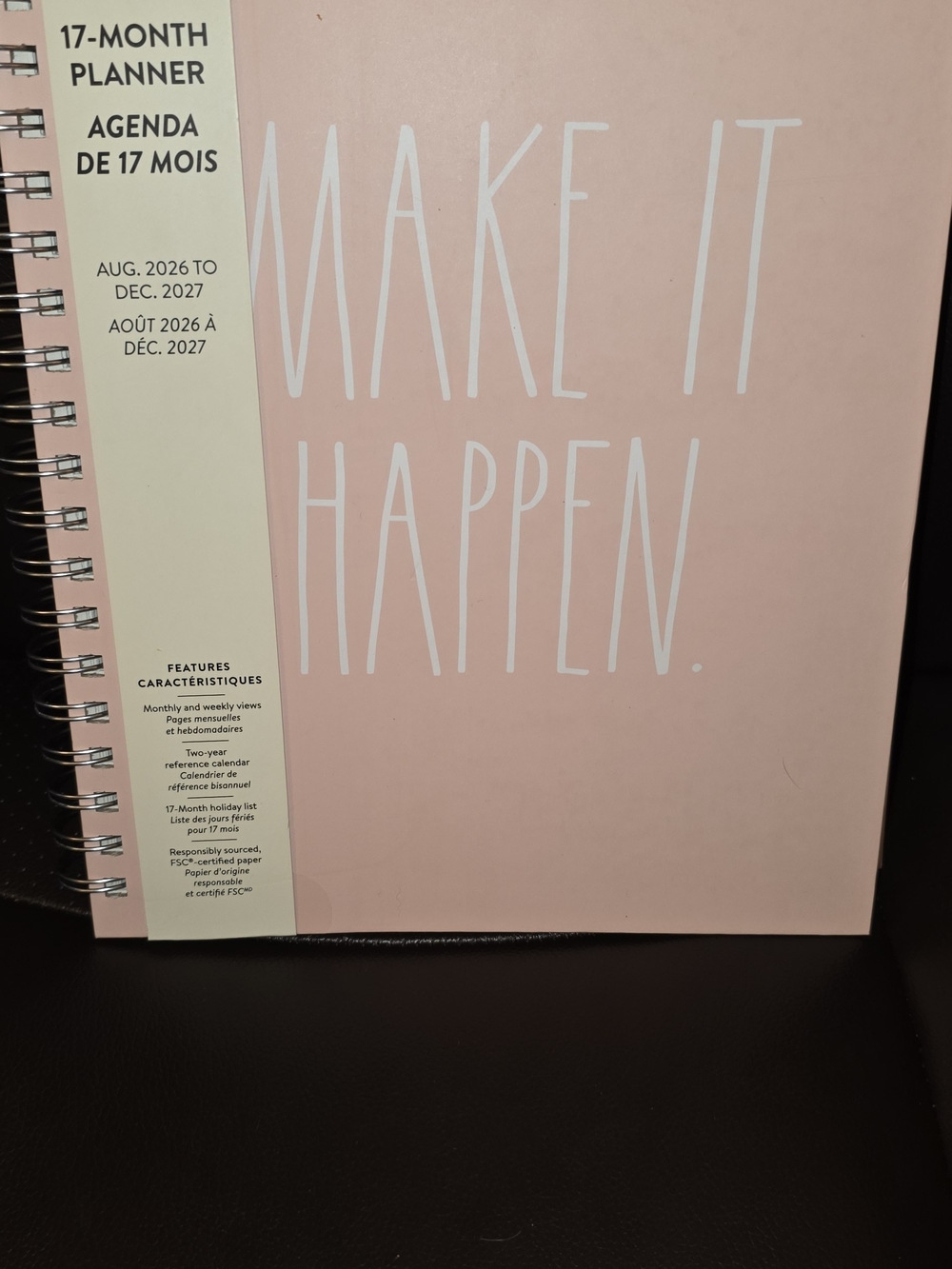 Rae Dunn Make It Happen Planner — Light Pink Cover